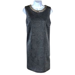 Cynthia Rowley gray dress with faux jewel neckline